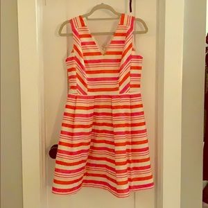 Pink and white striped party dress